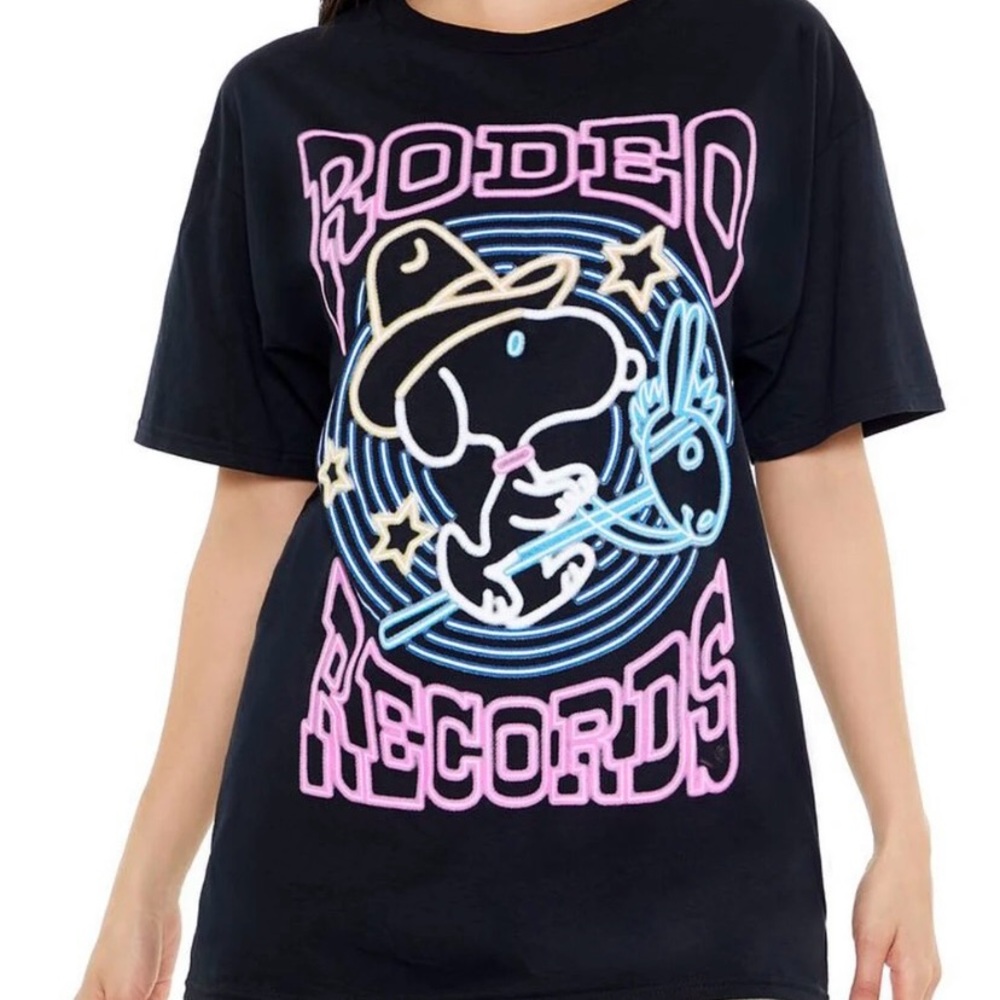 Snoopy Boyfriend Oversize fit T Shirt Cowboy Neon Black 100 cotton